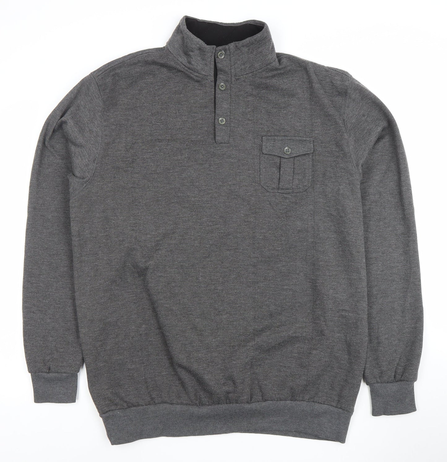 J.J. Willis Mens Grey Henley Sweatshirt 2XL High Neck Long Sleeve