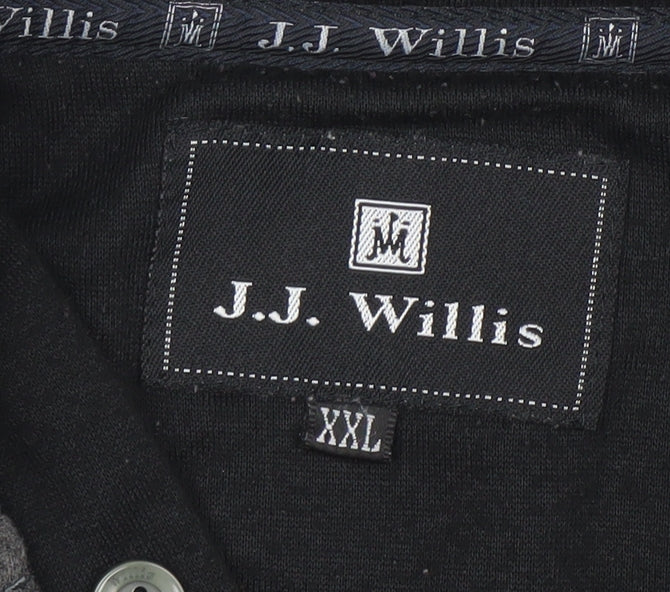 J.J. Willis Mens Grey Henley Sweatshirt 2XL High Neck Long Sleeve