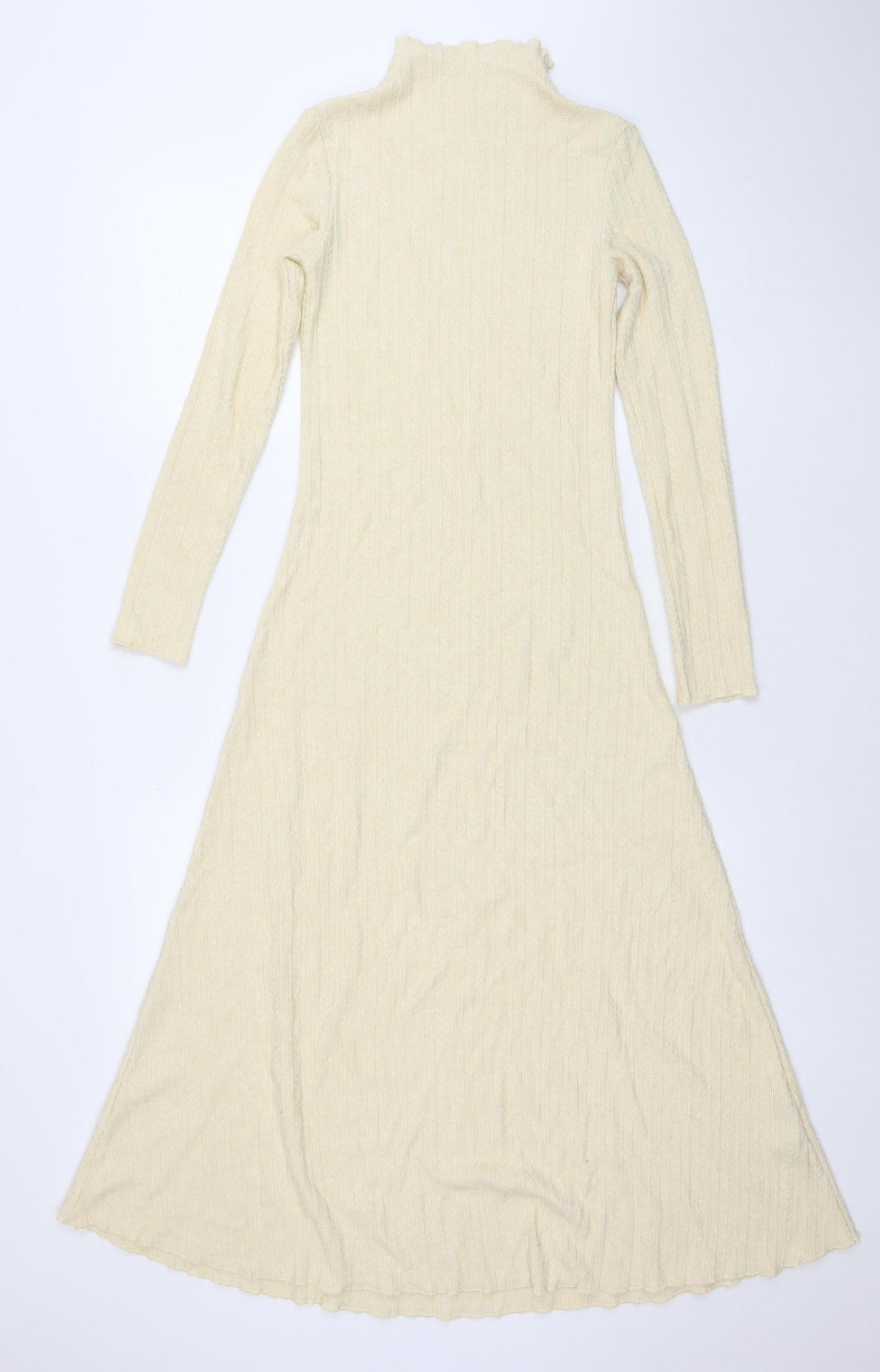 MNG Women Beige Long Sleeve Knit Maxi Dress Size 4
