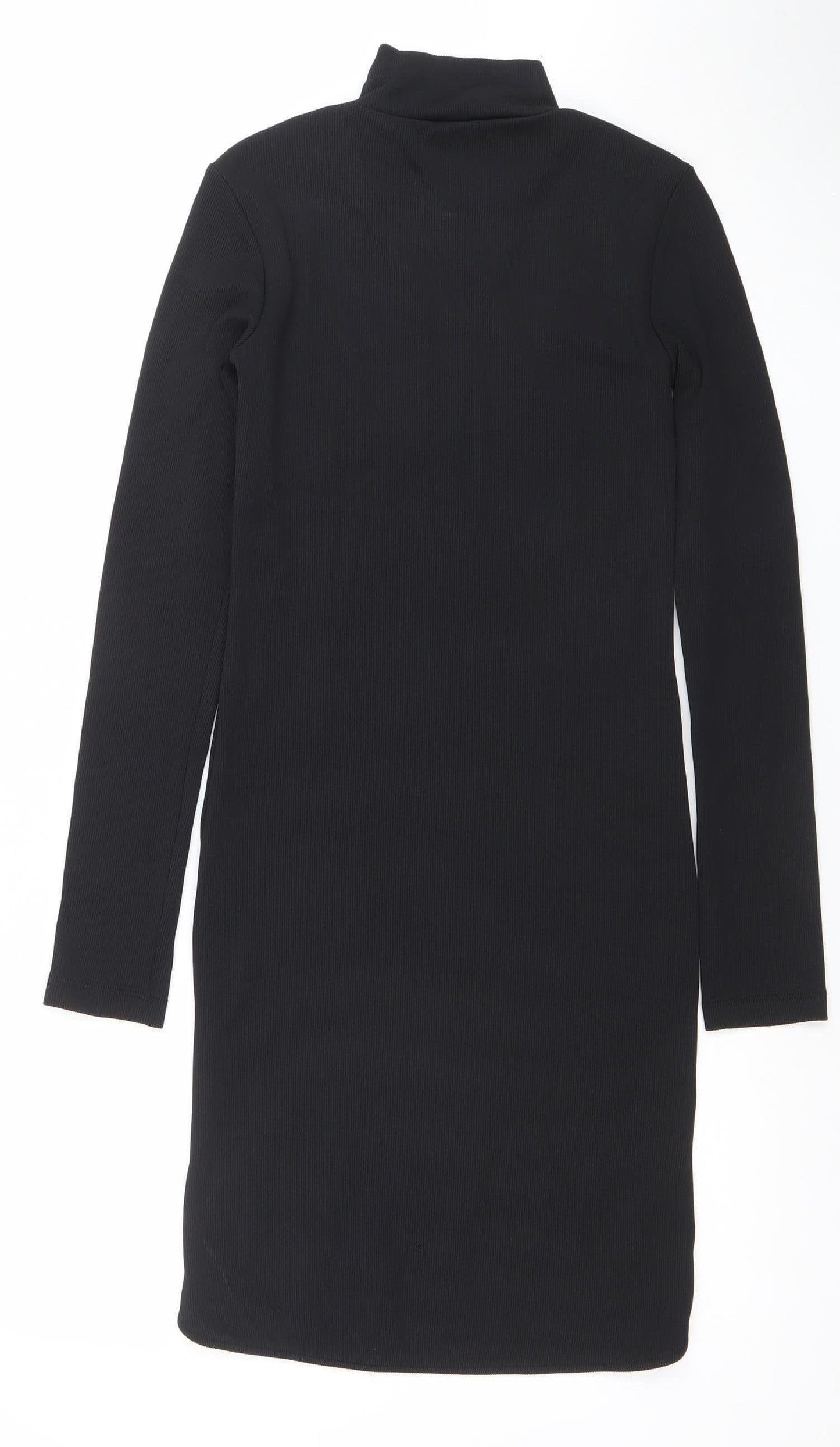 H&M Women Black Roll Neck Bodycon Knit Dress Size 8