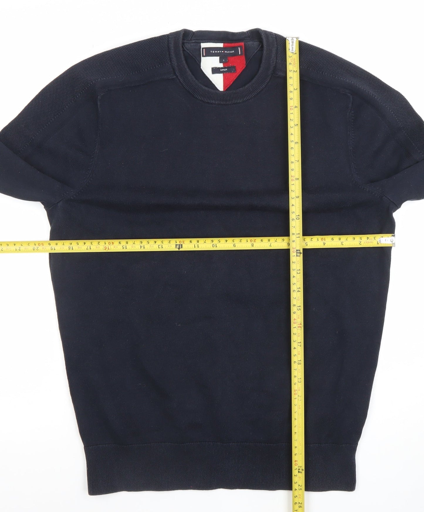 Tommy Hilfiger Men’s Navy Blue Crew Neck Cotton Jumper Size S