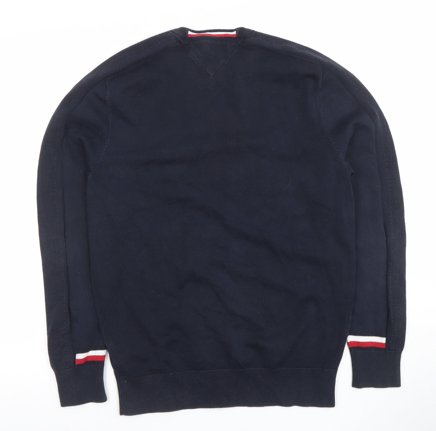 Tommy Hilfiger Men’s Navy Blue Crew Neck Cotton Jumper Size S