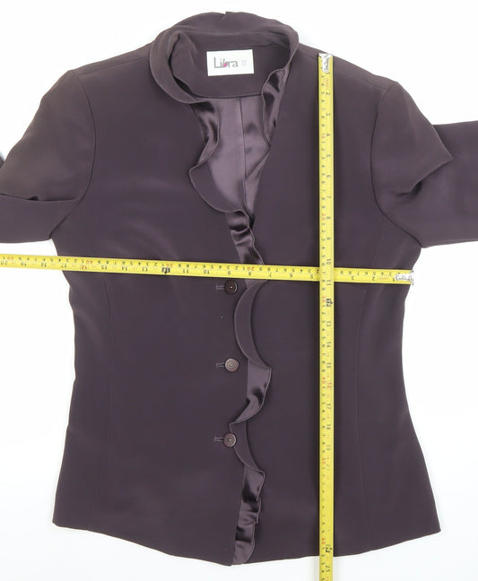 Libra Women's Brown Shawl Collar Suit Jacket Size 10