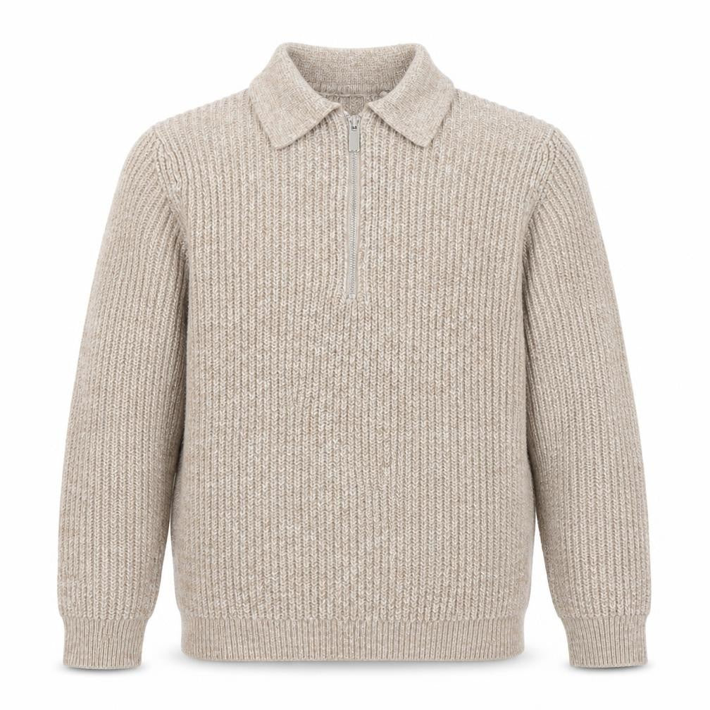 Next Boys Beige 11 Years Ribbed 1/2 Zip Collared Jumper Acrylic Blend