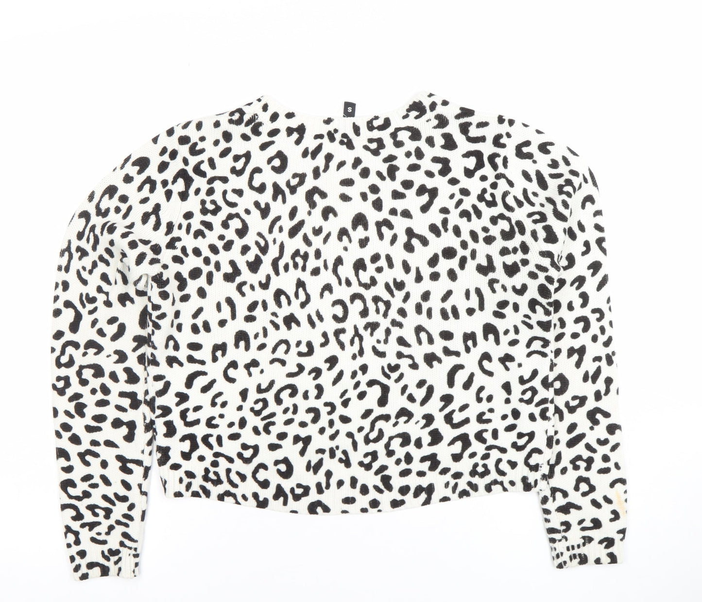H&M Divided Women's White Animal Print Knit Jumper Size S