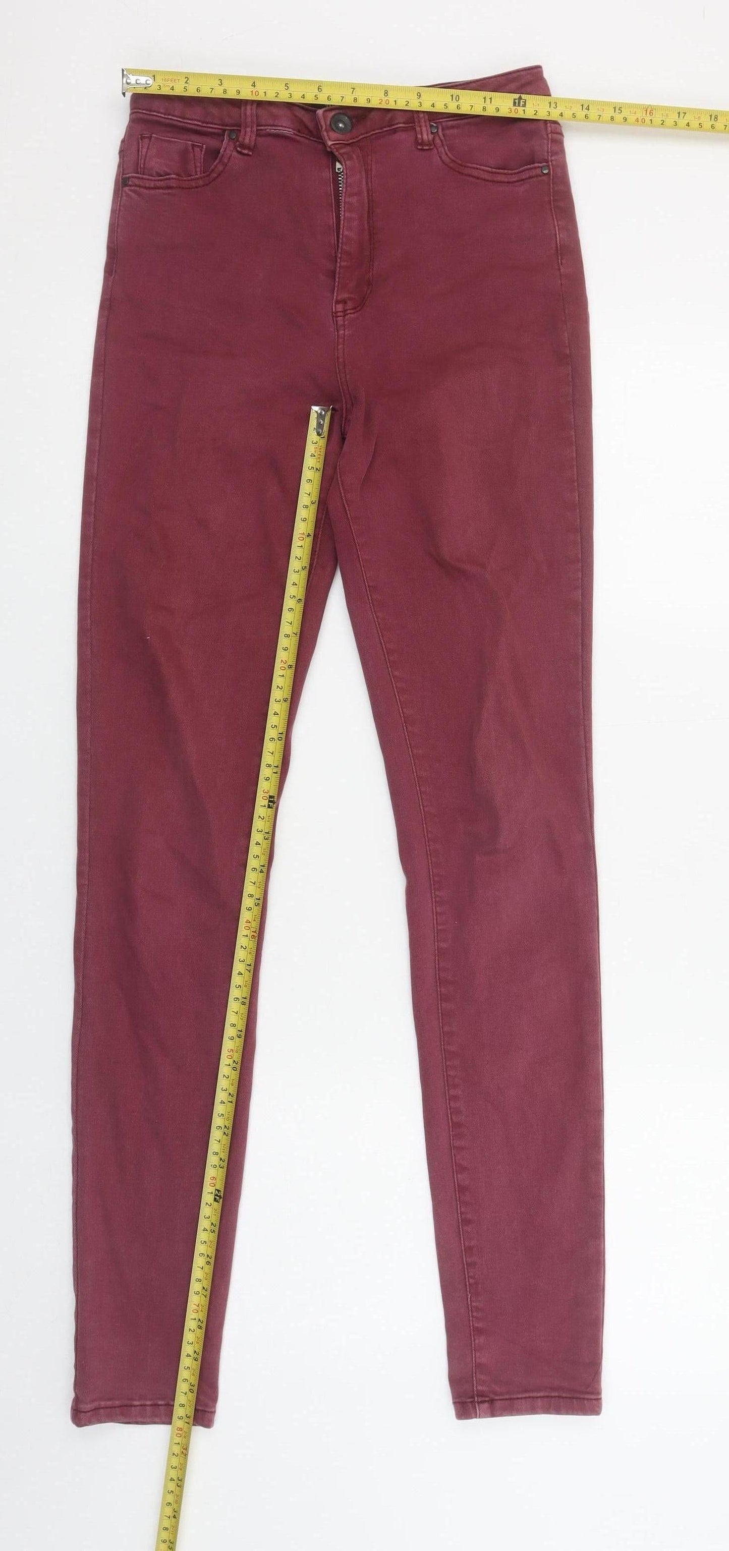 Toxik3 Womens Red Skinny Stretch Jeans Size 12 Slim Fit Denim