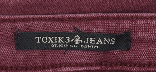 Toxik3 Womens Red Skinny Stretch Jeans Size 12 Slim Fit Denim