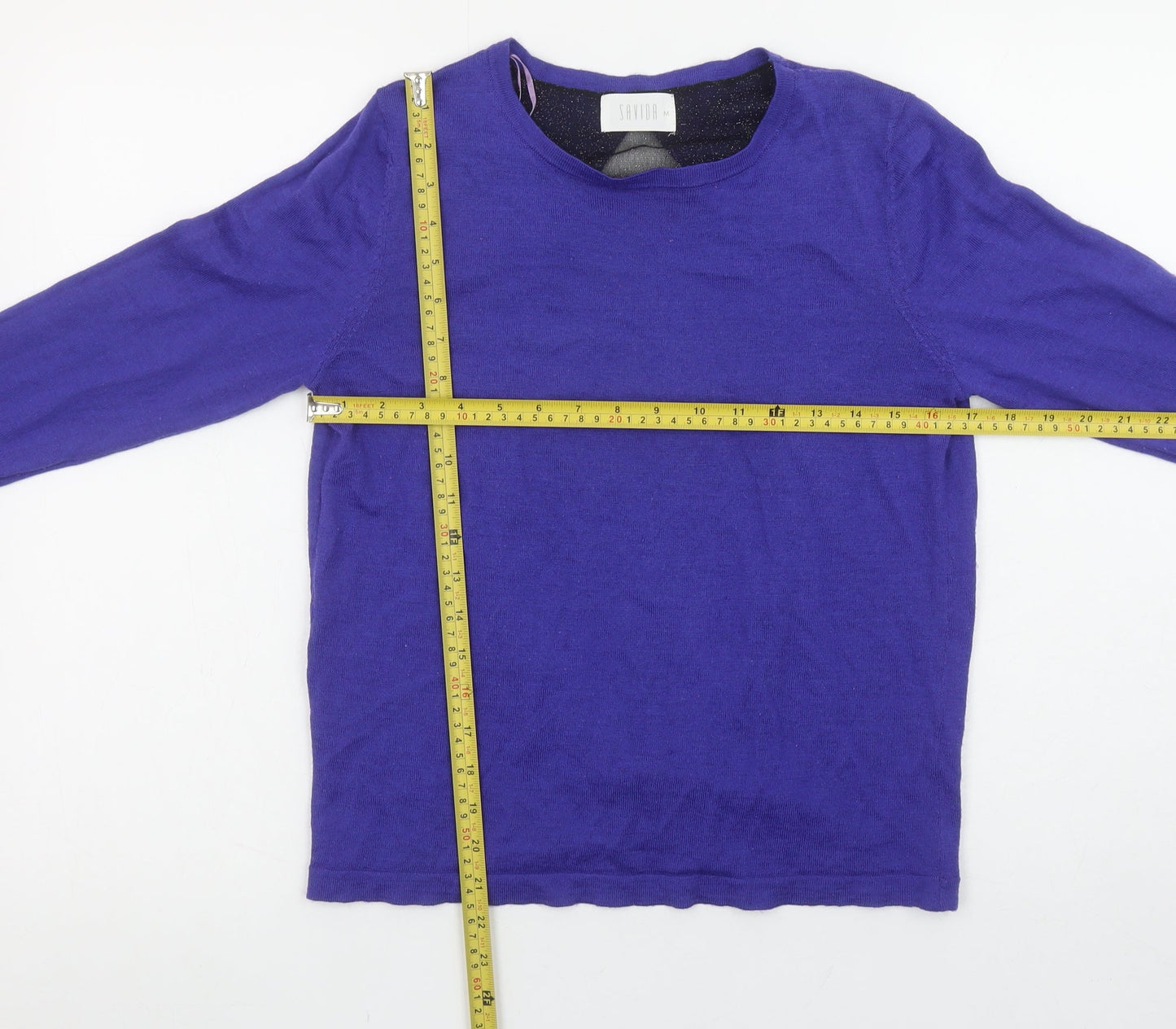Savida Womens Blue Open Back Glitter Knit Cardigan Size 12