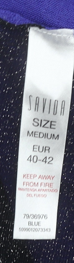 Savida Womens Blue Open Back Glitter Knit Cardigan Size 12