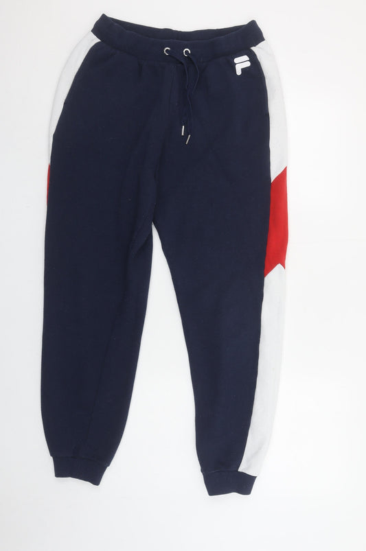 FILA Womens Blue Red White Jogger Sweatpants M Fleece Sportswear