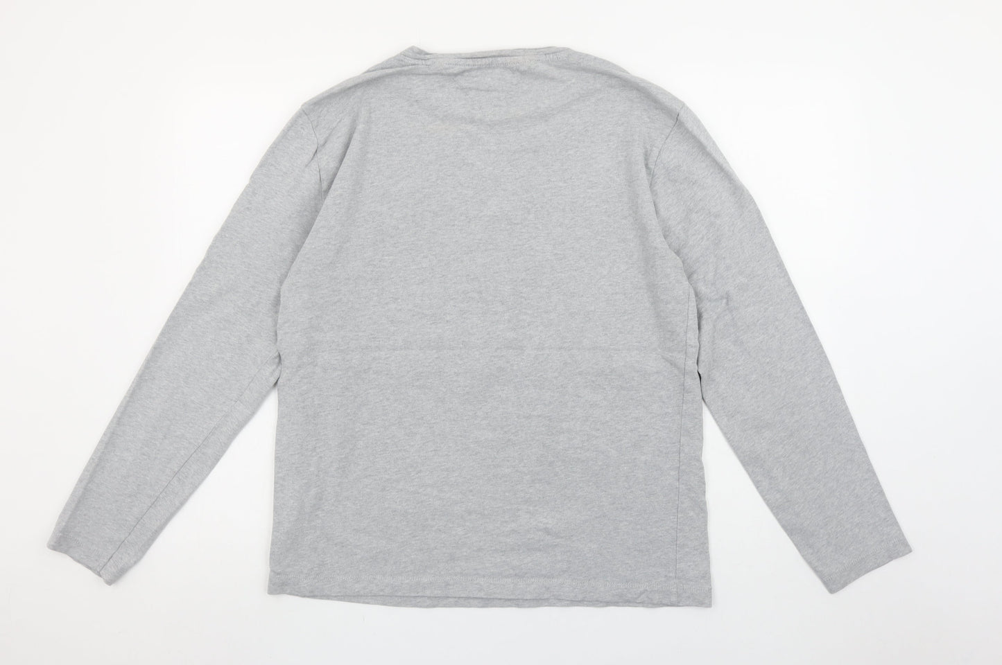 Tommy Jeans Men’s Grey Long Sleeve Cotton Crew Neck T-Shirt M