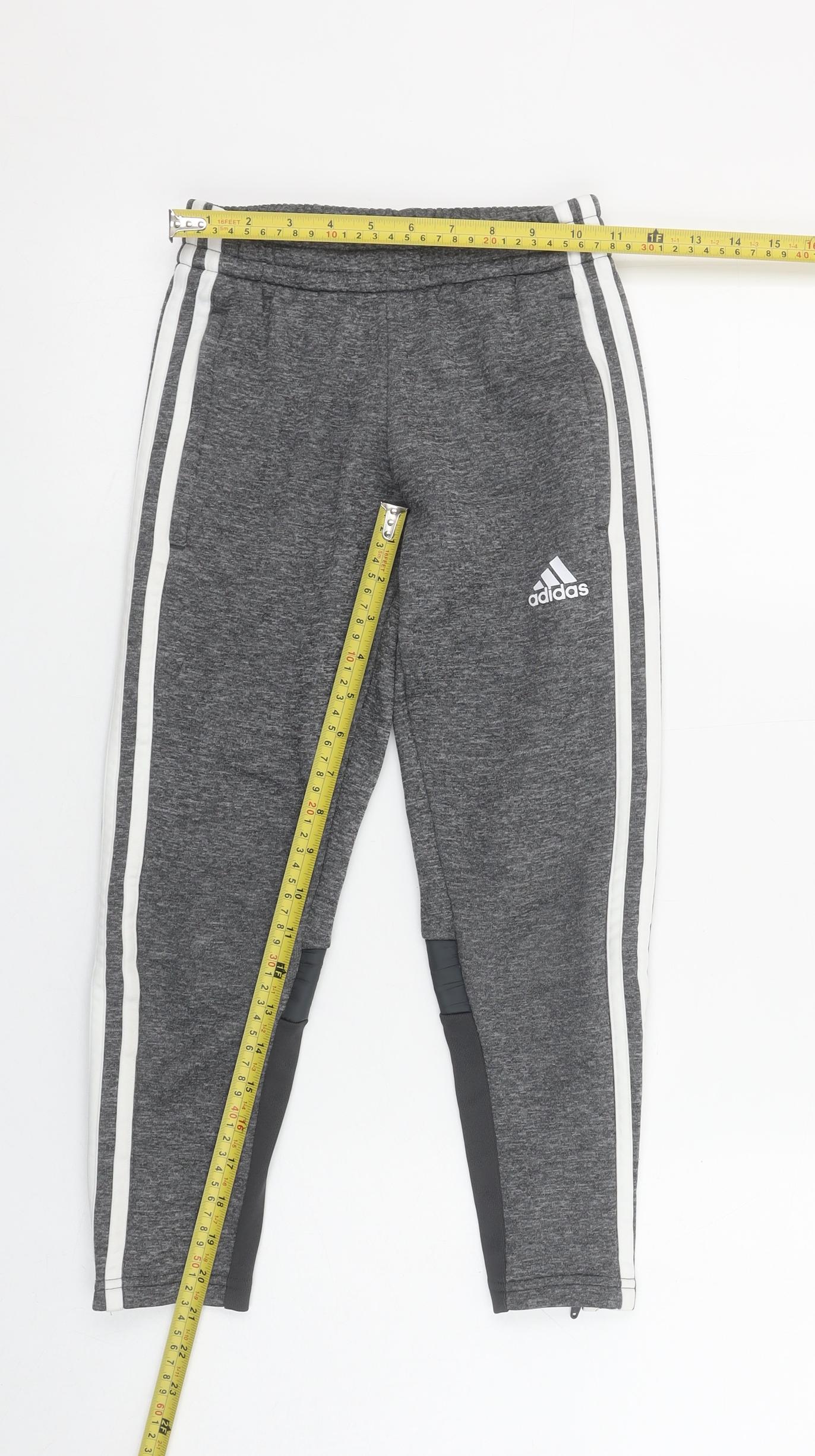 adidas Girls Grey Ankle Sports Leggings 7-8 Years Quick Dry Stretch
