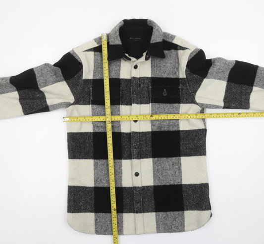 AllSaints Men's Black Check Wool Blend Button-Up Shirt Size S