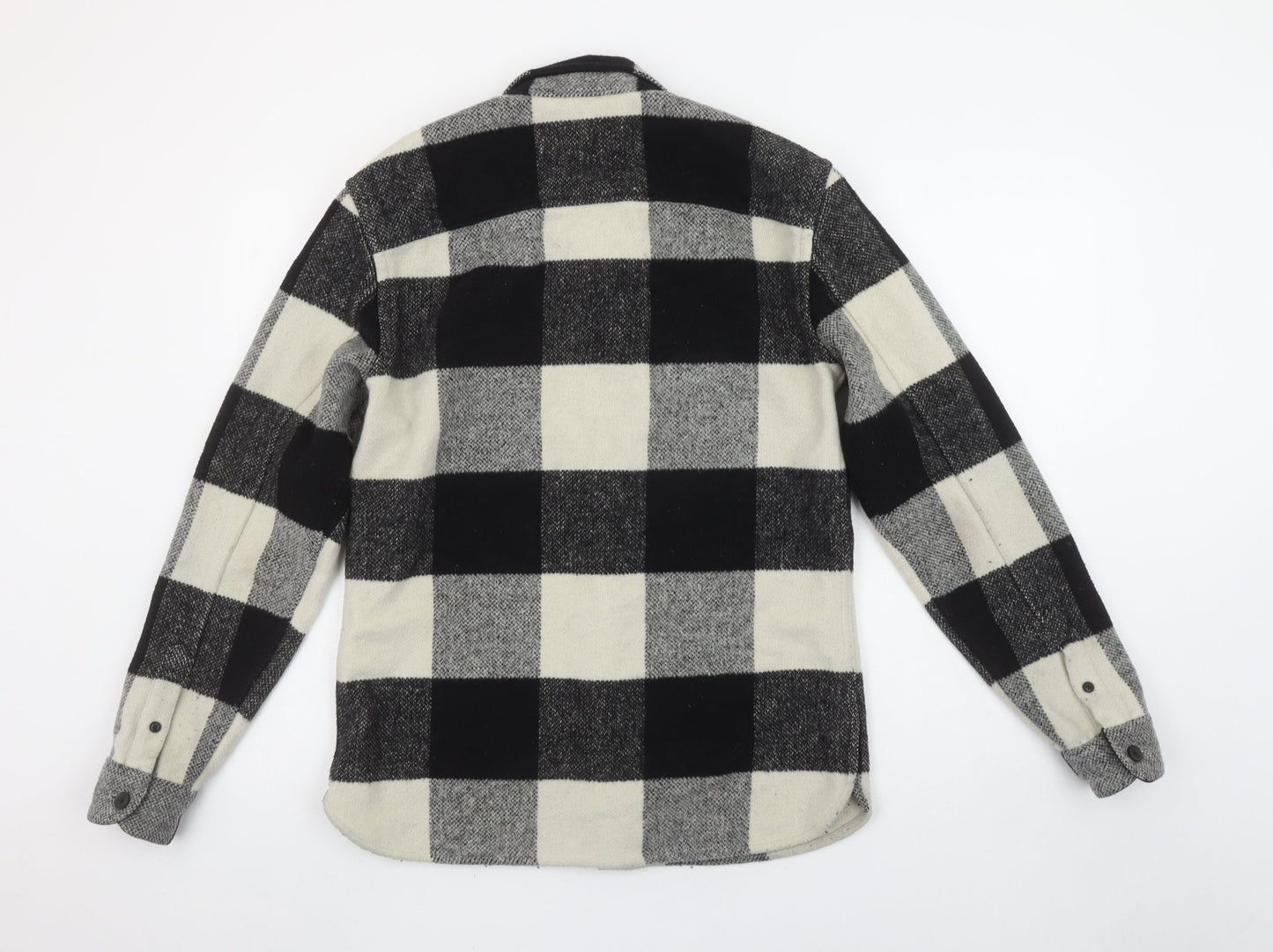 AllSaints Men's Black Check Wool Blend Button-Up Shirt Size S