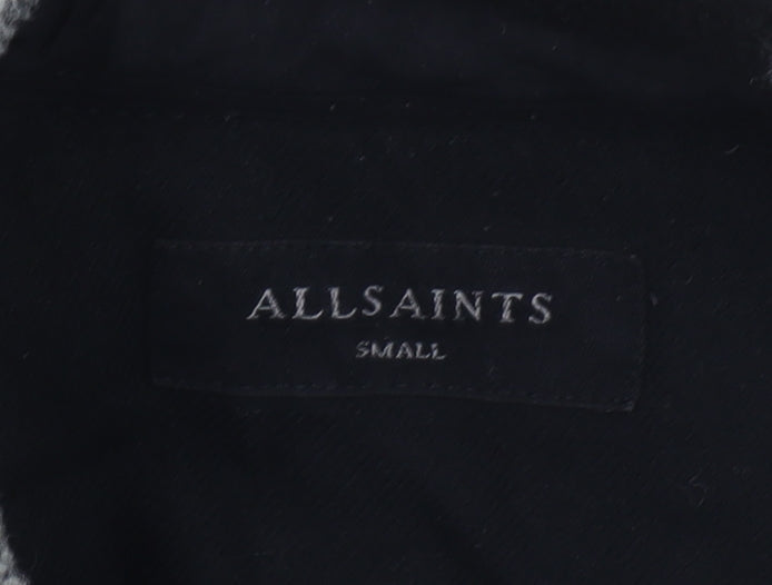 AllSaints Men's Black Check Wool Blend Button-Up Shirt Size S