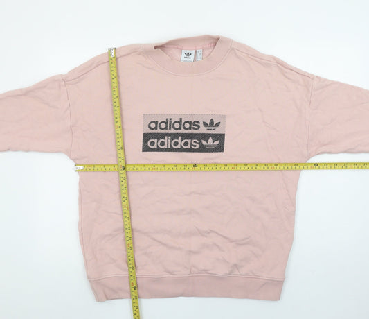 Adidas Womens Pink Crew Neck Pullover Sweatshirt Size 14 Cotton