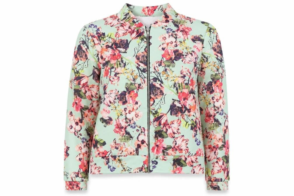 Boohoo Womens Multicoloured Floral Bomber Zip Blouse Size 12