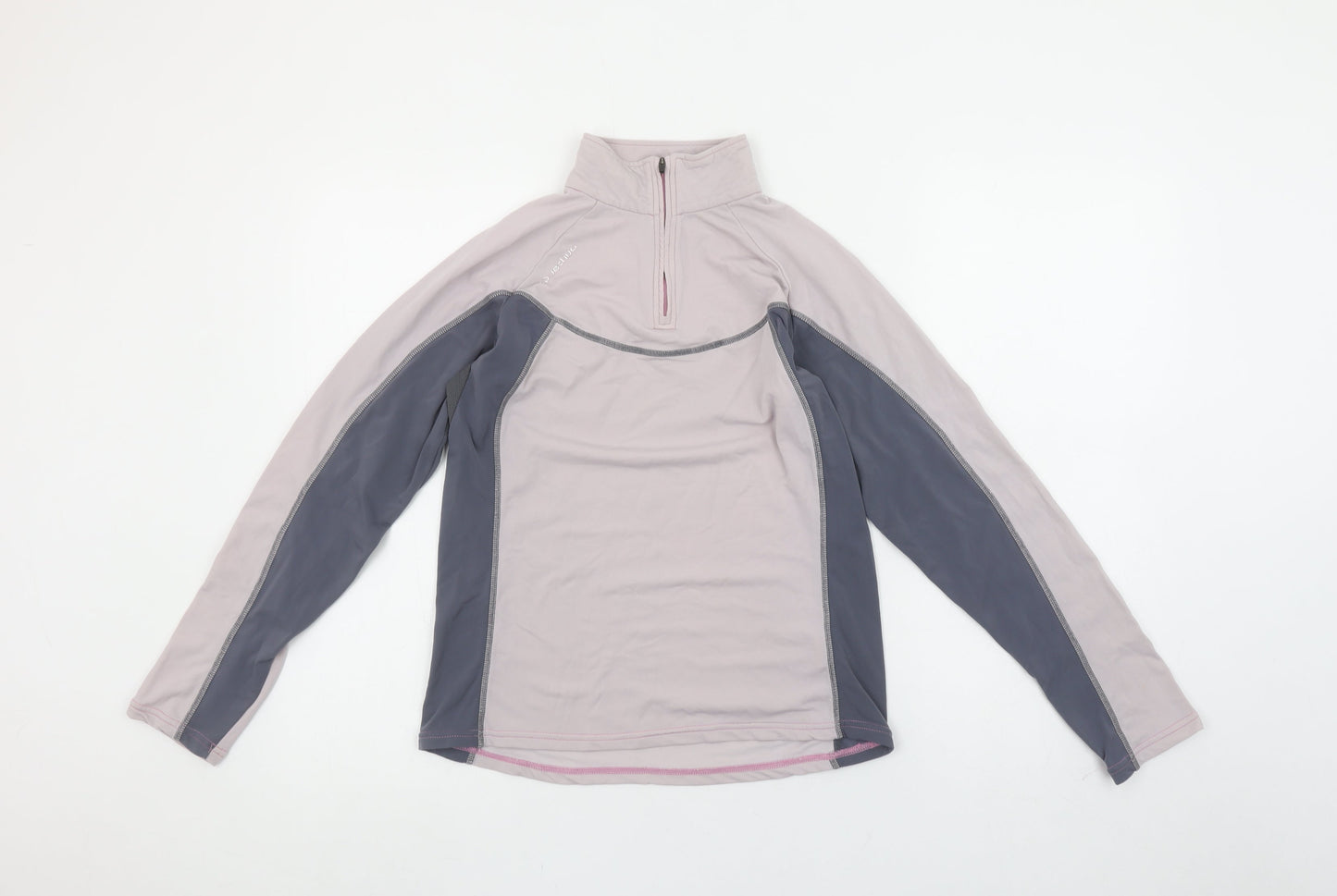 Quechua Women Beige 1/4 Zip Long Sleeve Hiking Top Size 8