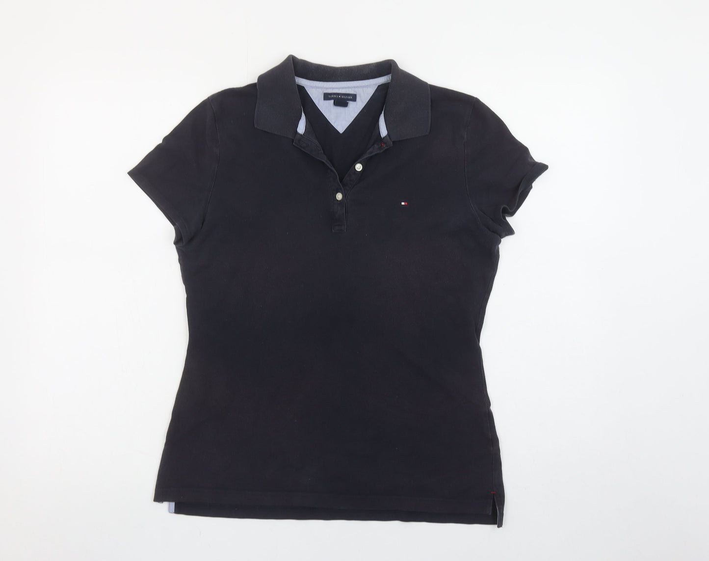 Tommy Hilfiger Women's Black Cotton Slim Fit Polo Shirt M