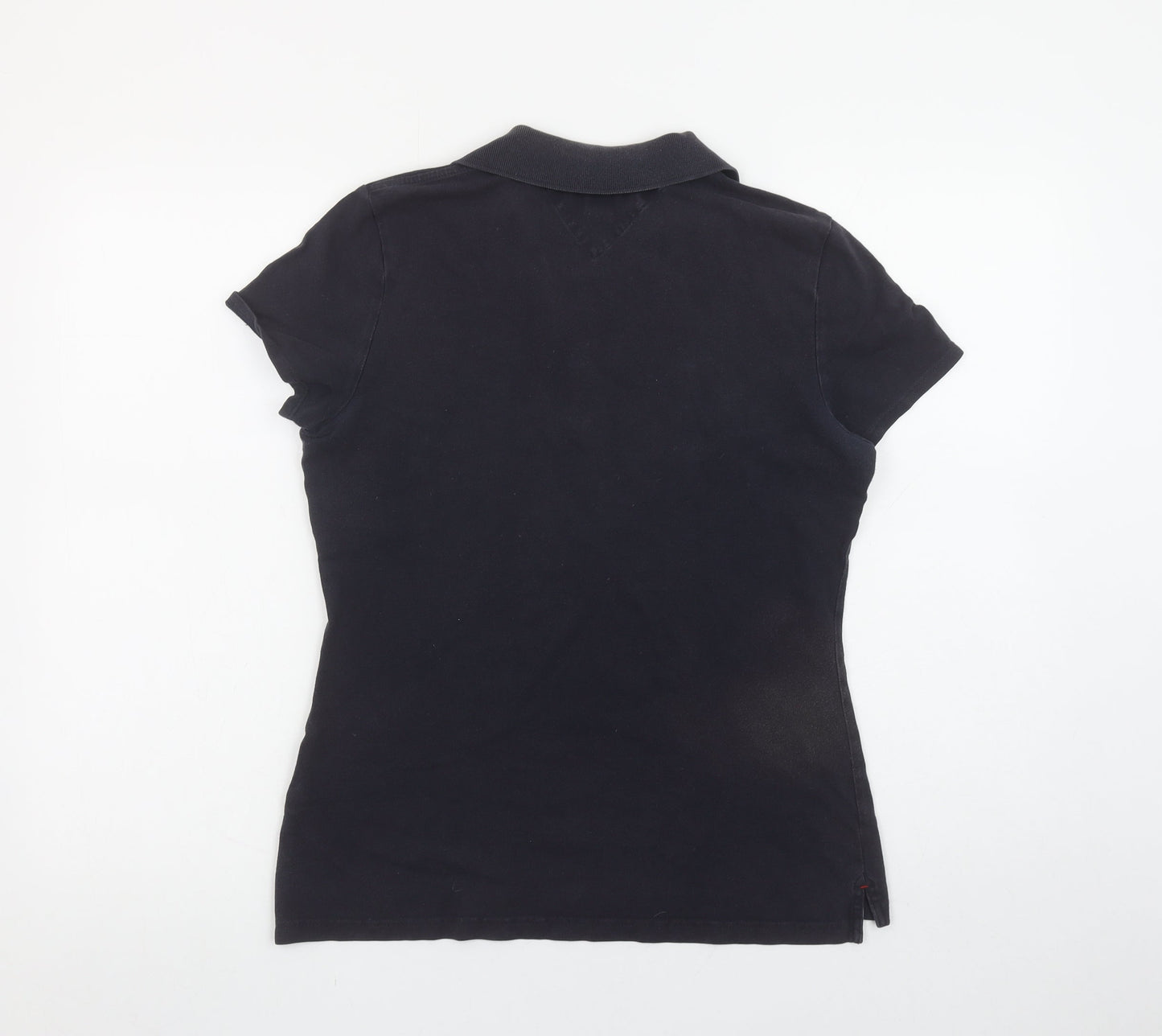 Tommy Hilfiger Women's Black Cotton Slim Fit Polo Shirt M