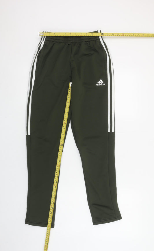 Adidas Boys Green Jogger Trousers 13-14 Years Elastic Waist Zip Pockets