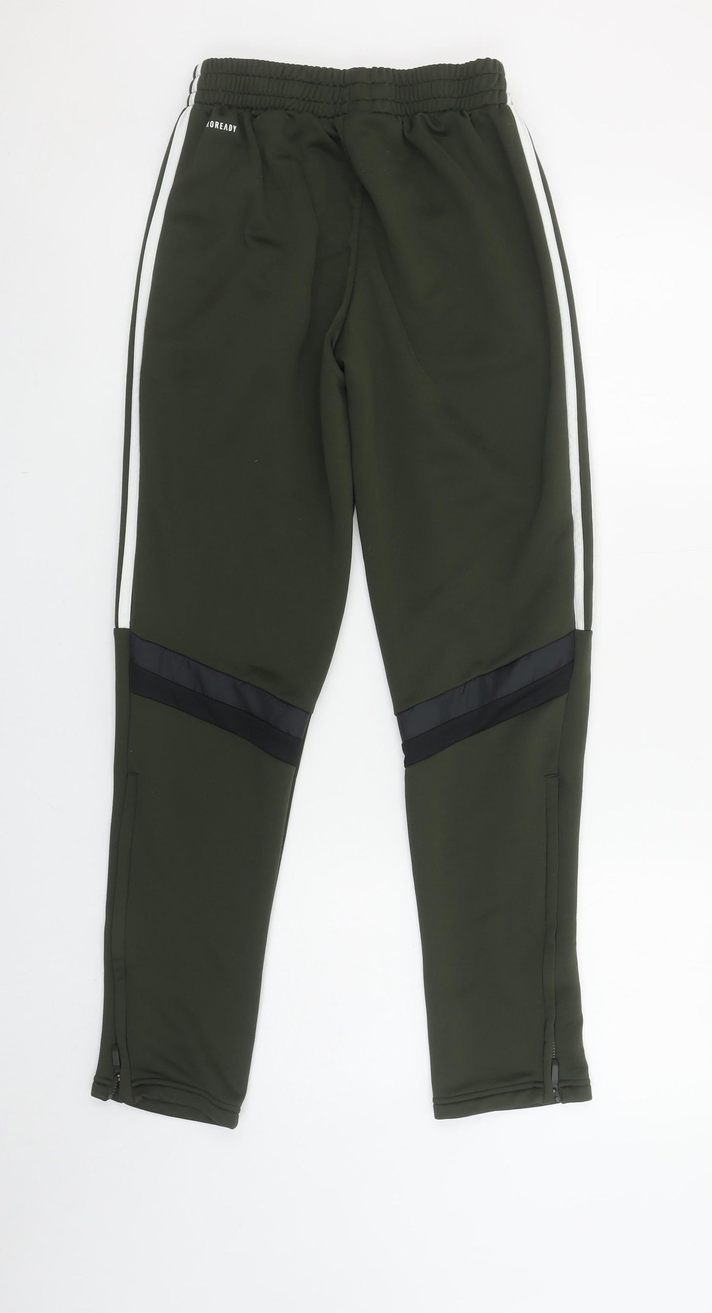 Adidas Boys Green Jogger Trousers 13-14 Years Elastic Waist Zip Pockets
