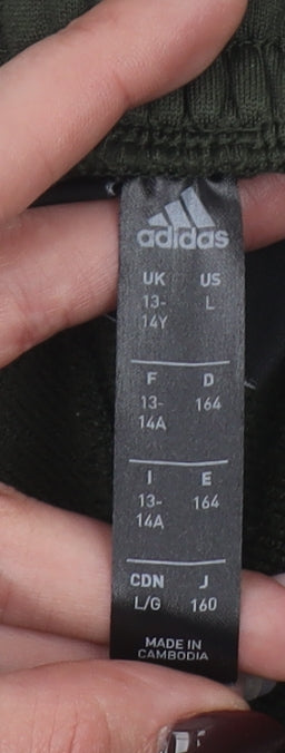 Adidas Boys Green Jogger Trousers 13-14 Years Elastic Waist Zip Pockets