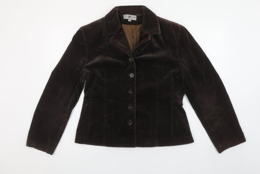 Blunauta Women Brown Velvet Single-Breasted Blazer UK 20 Classic Fit