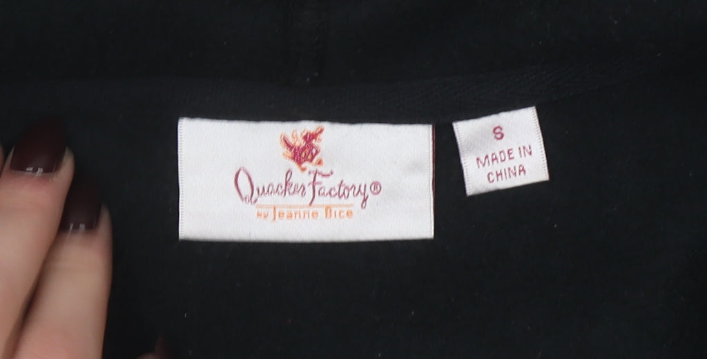Quacker Factory Women's Black Rhinestone Hooded Fleece Jacket Size S