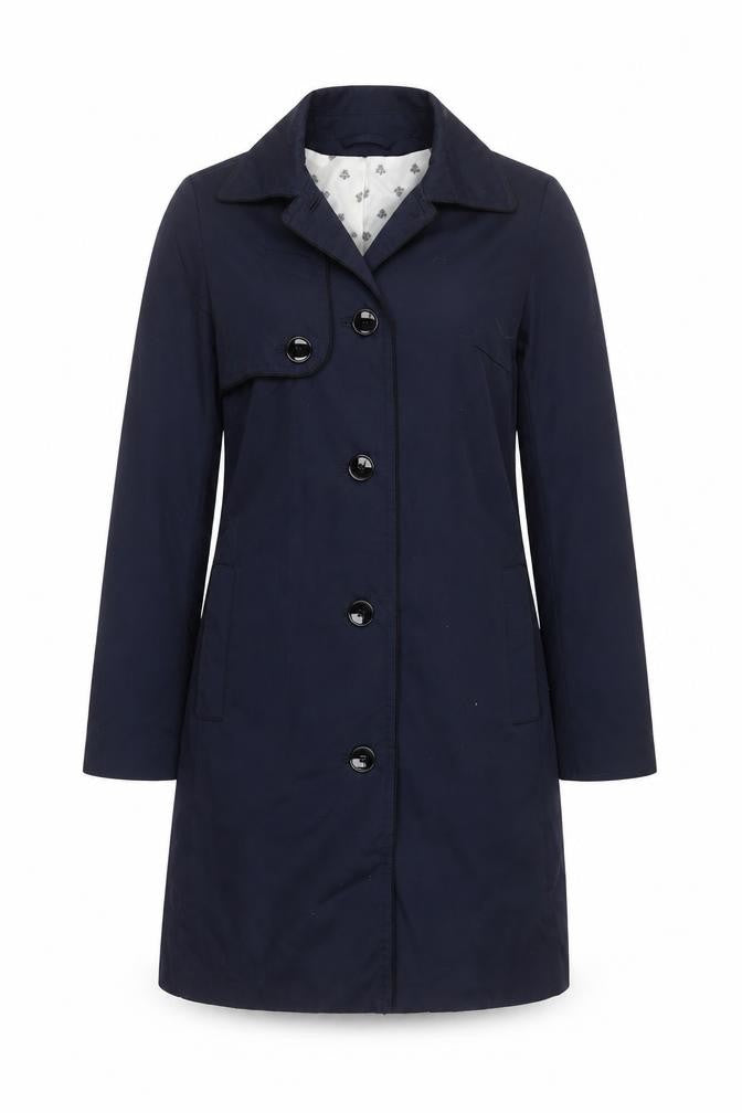 H&M Women's Blue Mid-Length Trench Coat Size 8 Classic Style