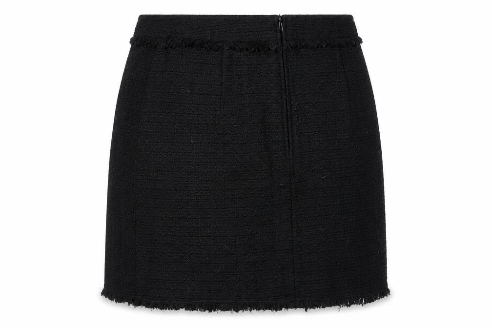 H&M Women Black Tweed Mini Skirt Size 10 Straight Pencil Style