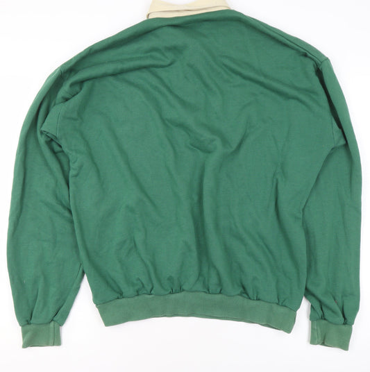 Hemingway Men’s Green Cotton Blend Golf Embroidered Collared Sweatshirt L