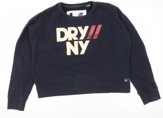 Superdry Womens Navy Blue Graphic Crew Neck Sweatshirt Size 14