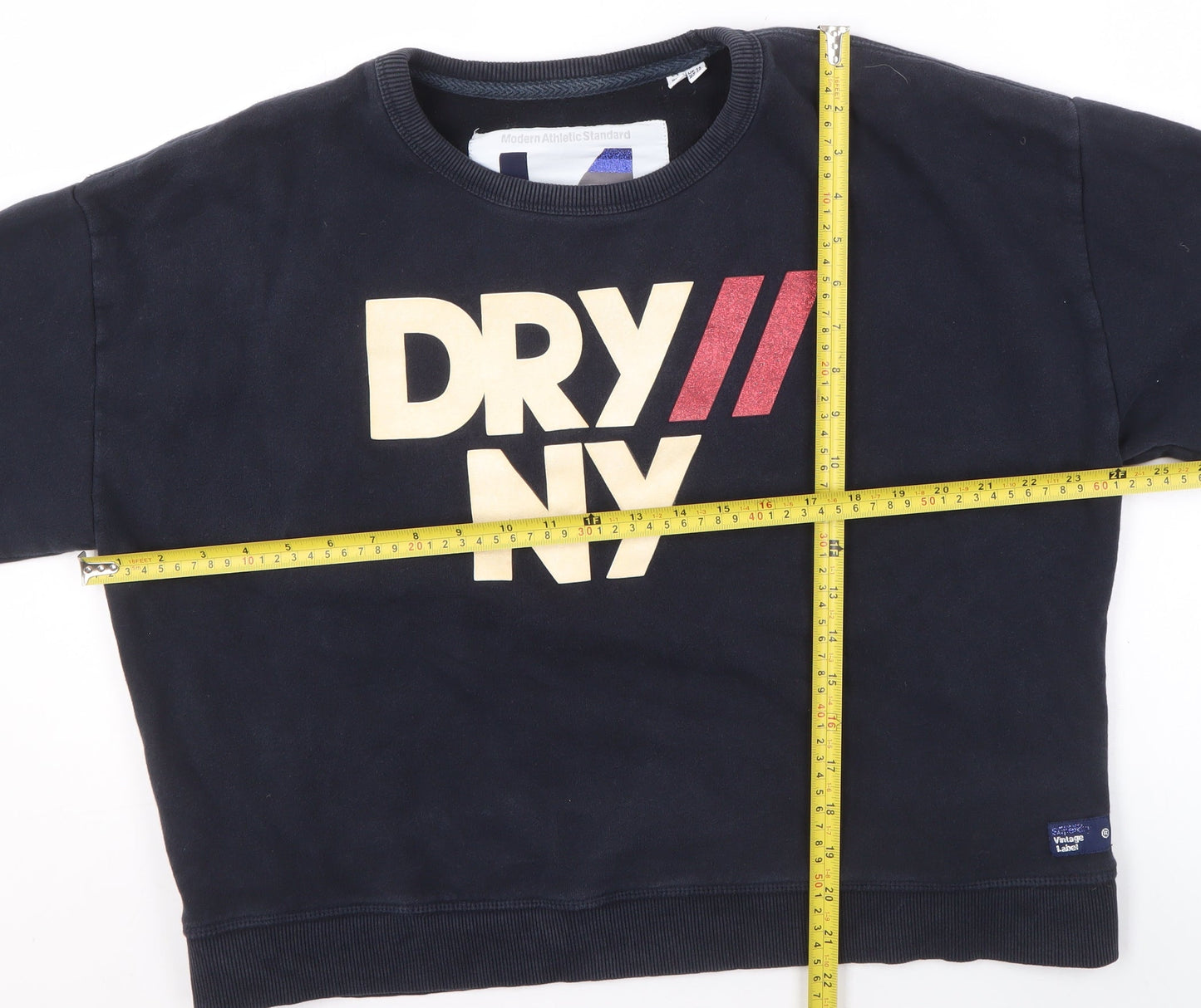 Superdry Womens Navy Blue Graphic Crew Neck Sweatshirt Size 14