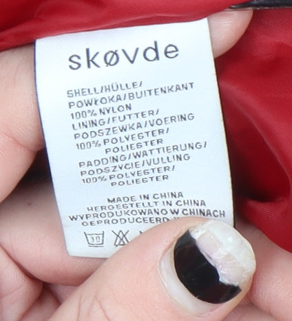 Skøvde Women's Red Puffer Jacket L Winter Quilted Zip Coat
