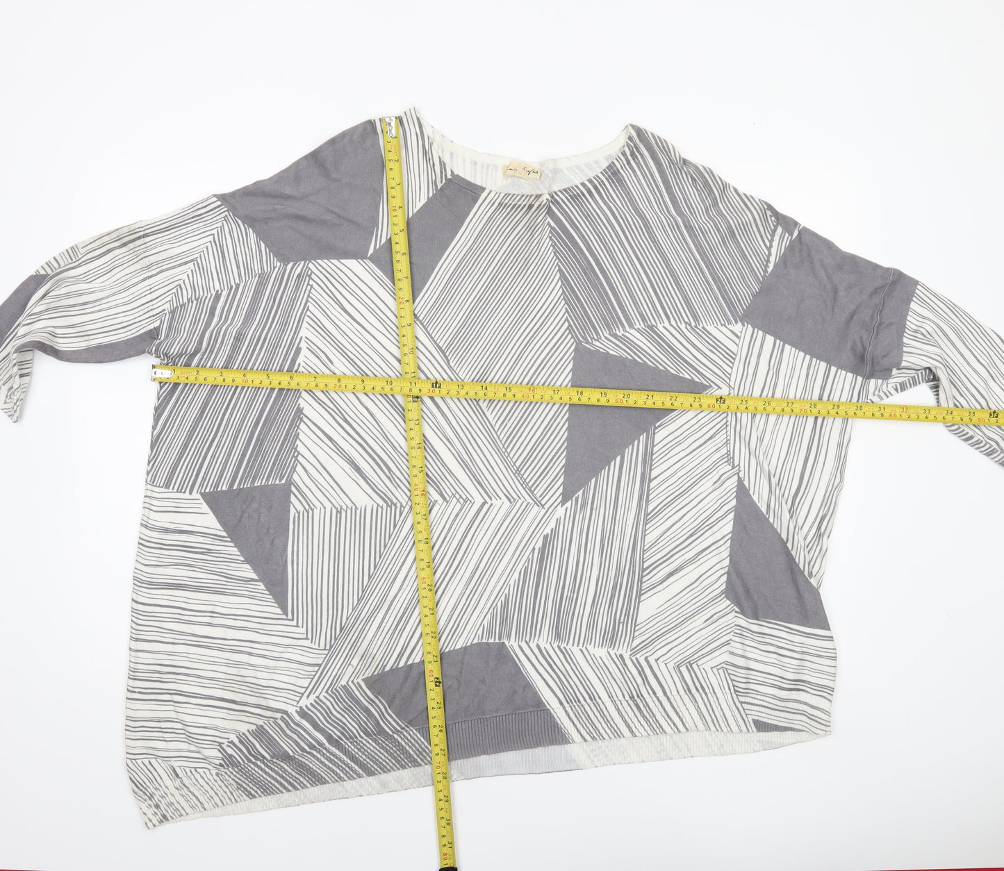 Phase Eight Women’s Grey Geometric Knit Pullover Jumper L