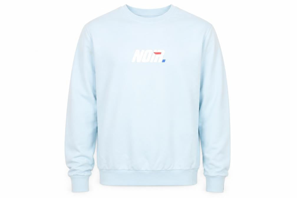 Noir Societe Men’s Light Blue Sweatshirt S Crew Neck Cotton Blend
