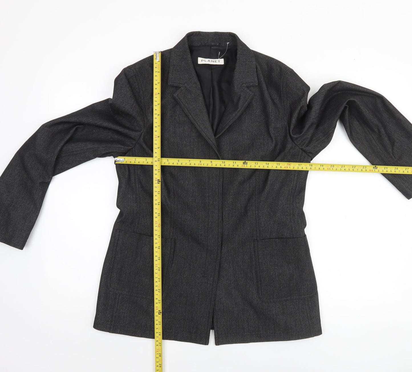 Planet Women Charcoal Grey Size 12 Single-Breasted Blazer Jacket
