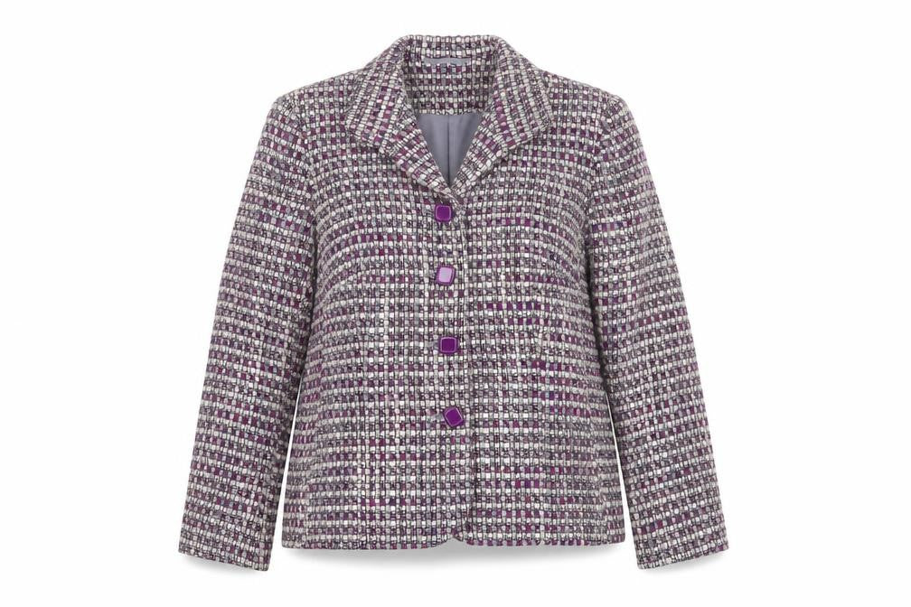Eastex Women's Purple Tweed Wool Blend Single-Breasted Blazer Size 10