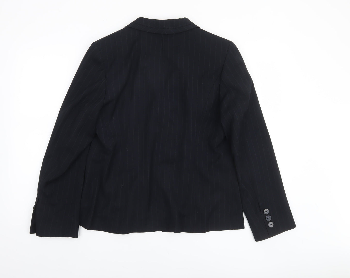 Marks and Spencer Women Black Pinstripe Suit Jacket Size 16 Classic