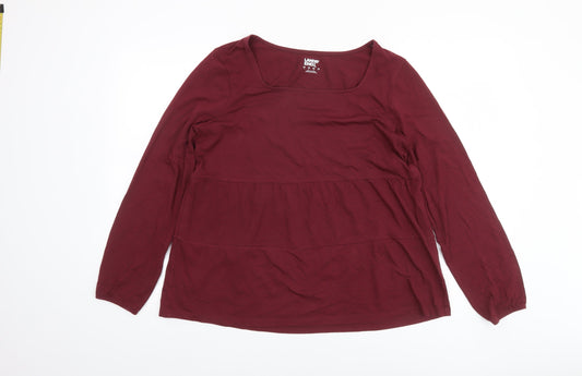Womens UK Size M Lands' End Red Cotton Blend Blouse
