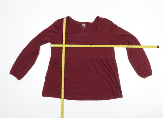 Womens UK Size M Lands' End Red Cotton Blend Blouse