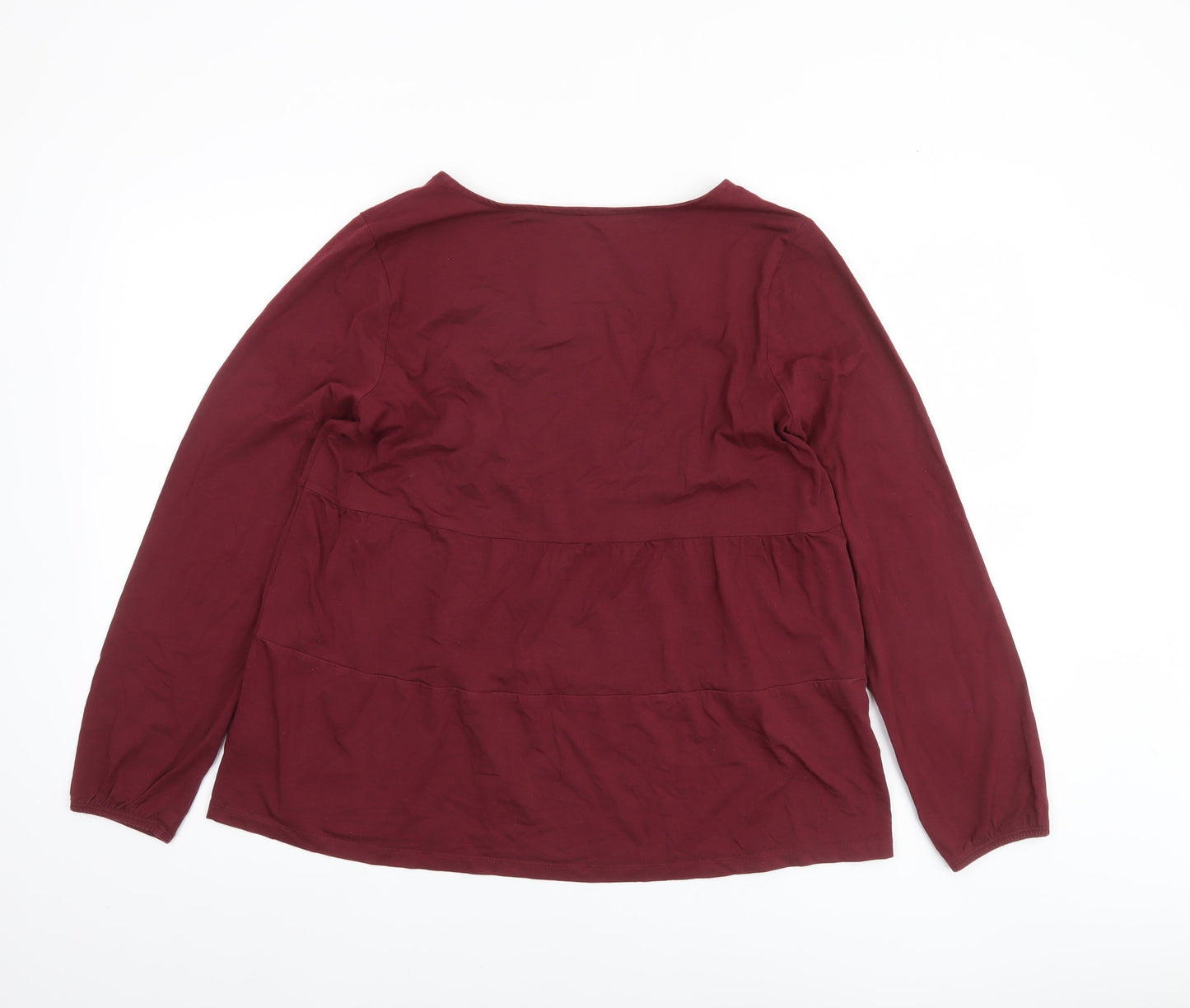 Womens UK Size M Lands' End Red Cotton Blend Blouse