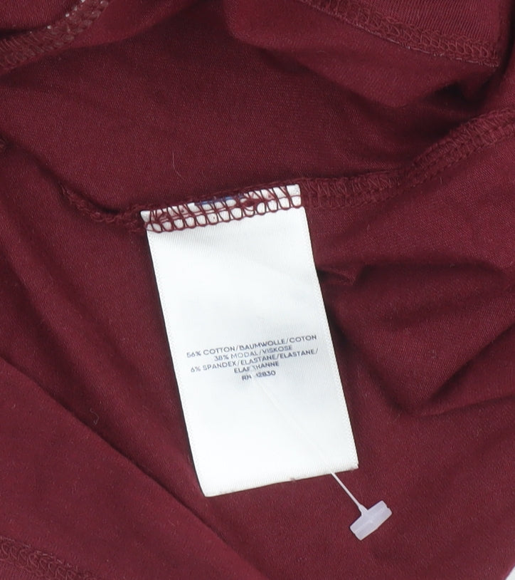 Womens UK Size M Lands' End Red Cotton Blend Blouse