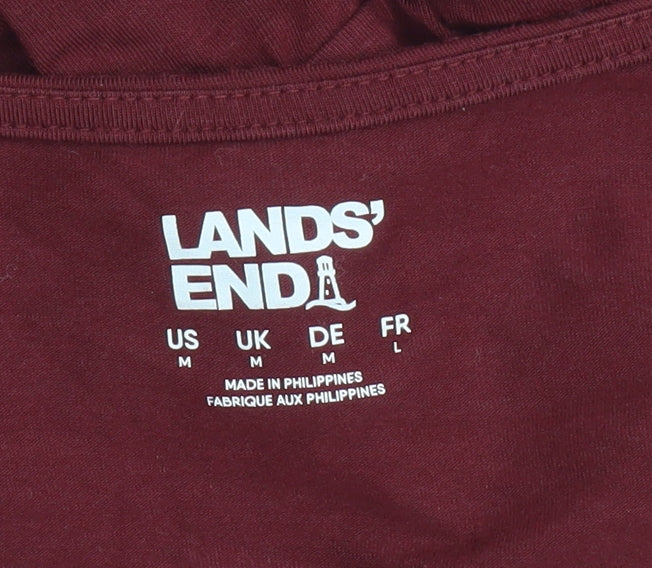 Womens UK Size M Lands' End Red Cotton Blend Blouse