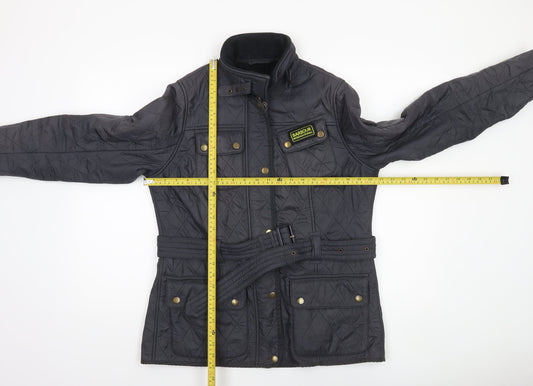 Barbour Womens Black Quilted Belted Jacket Size 14