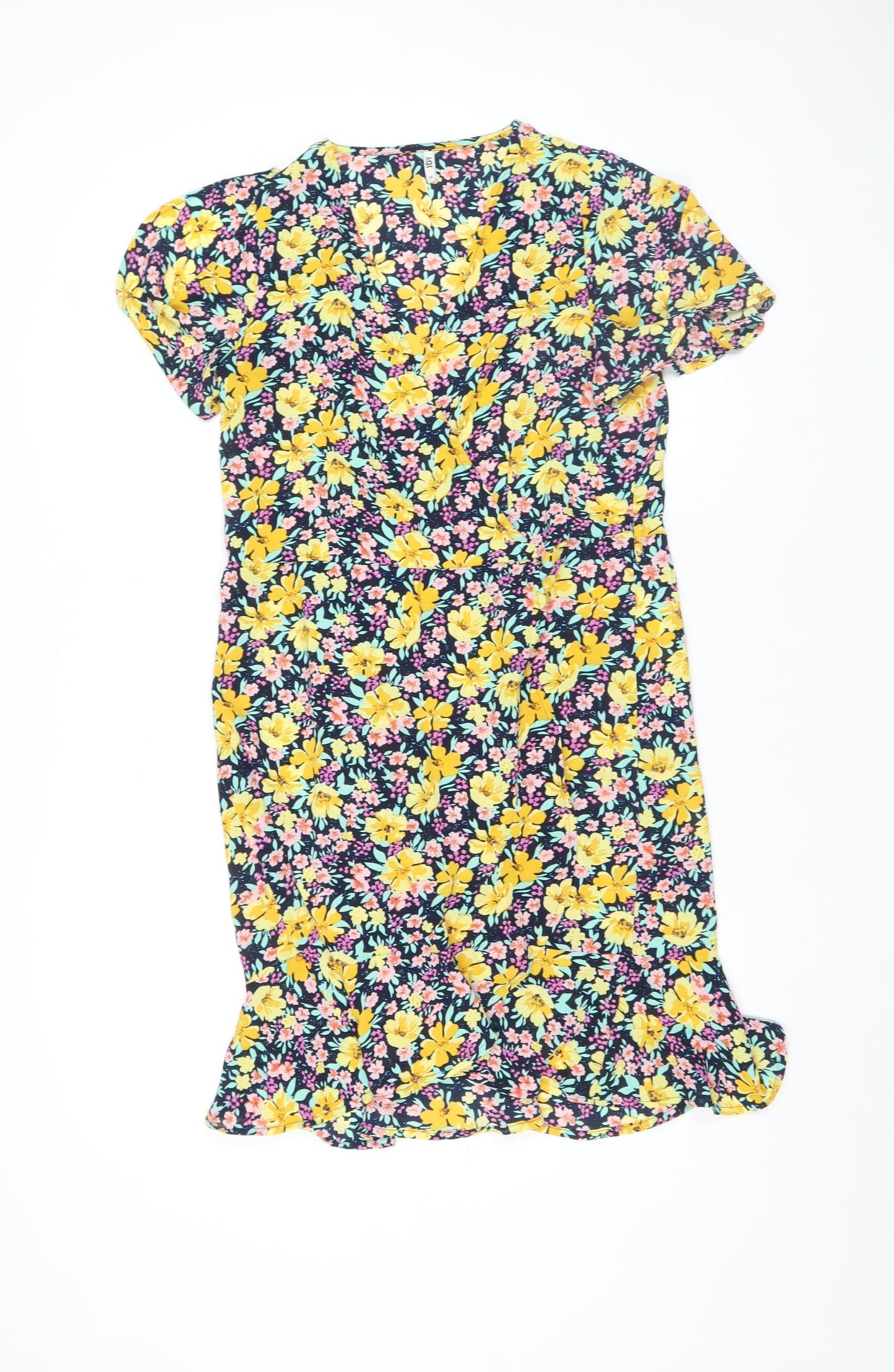 JDY Womens Multicoloured Floral Wrap Dress XS Short Sleeve Spring Summer