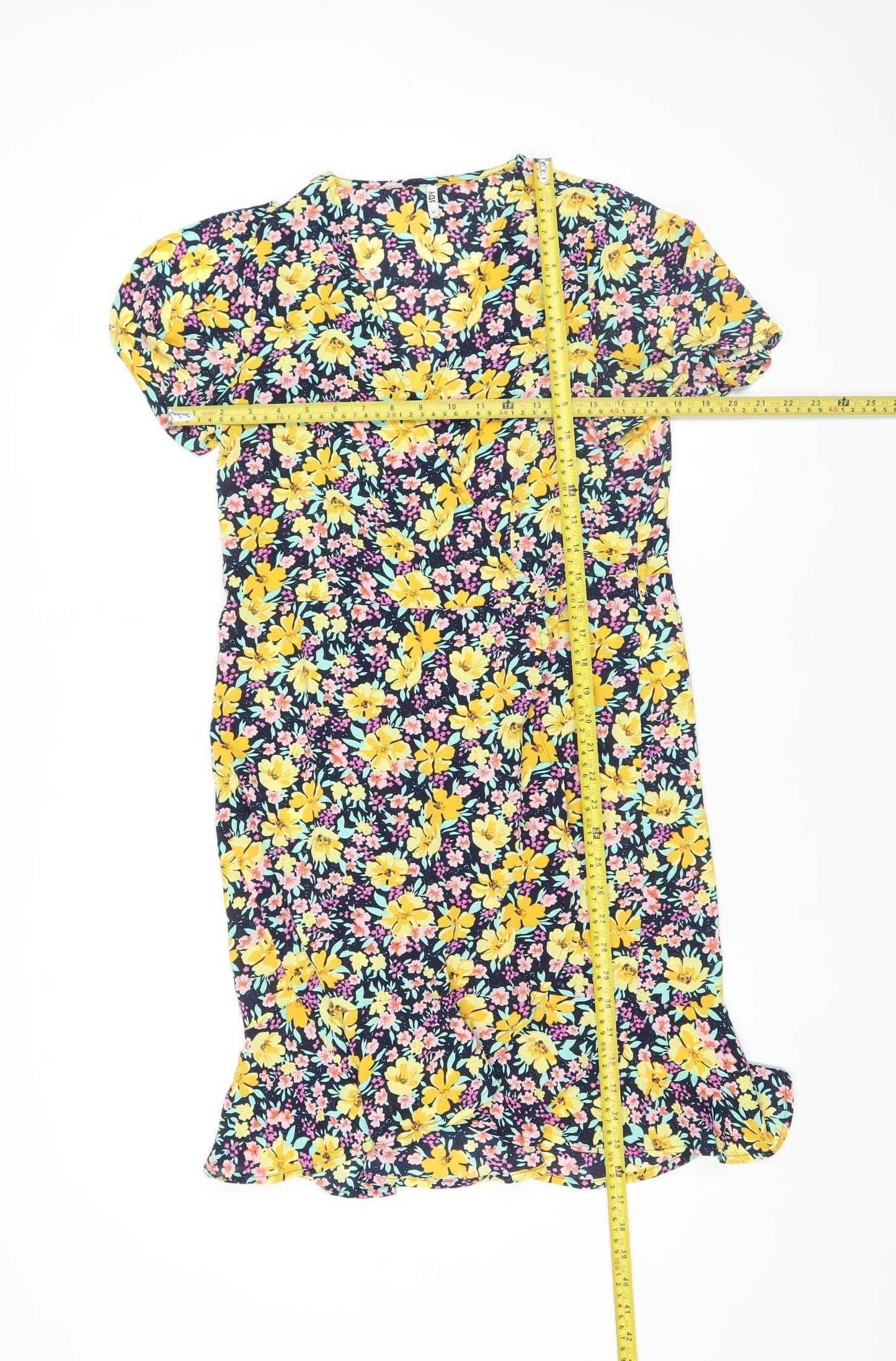 JDY Womens Multicoloured Floral Wrap Dress XS Short Sleeve Spring Summer