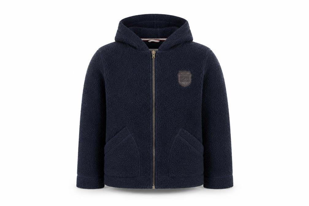 Front view of Regatta boys’ blue fleece hooded zip jacket 11-12 years hiking outdoor