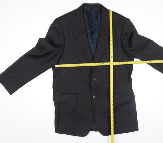Magee Men's Black Wool Blazer 48 Regular Two Button Classic Jacket
